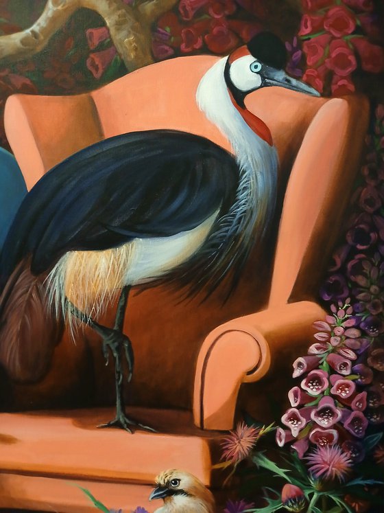 A pink armchair
