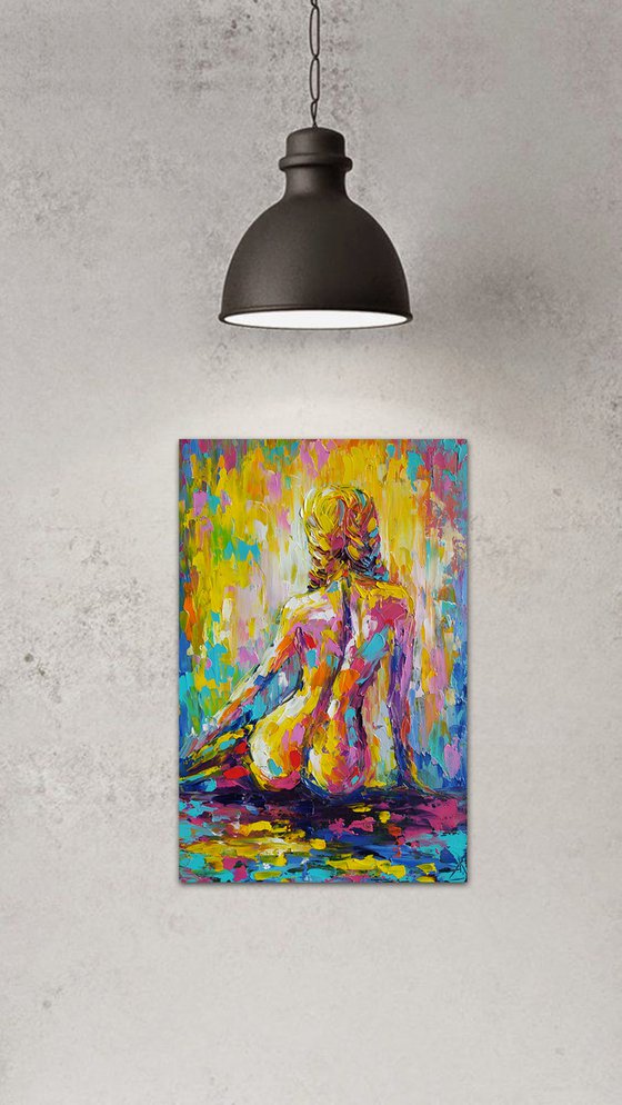 Сalmness - nude, erotic, body, woman, woman body, oil painting, a gift for him, gift for man, nu