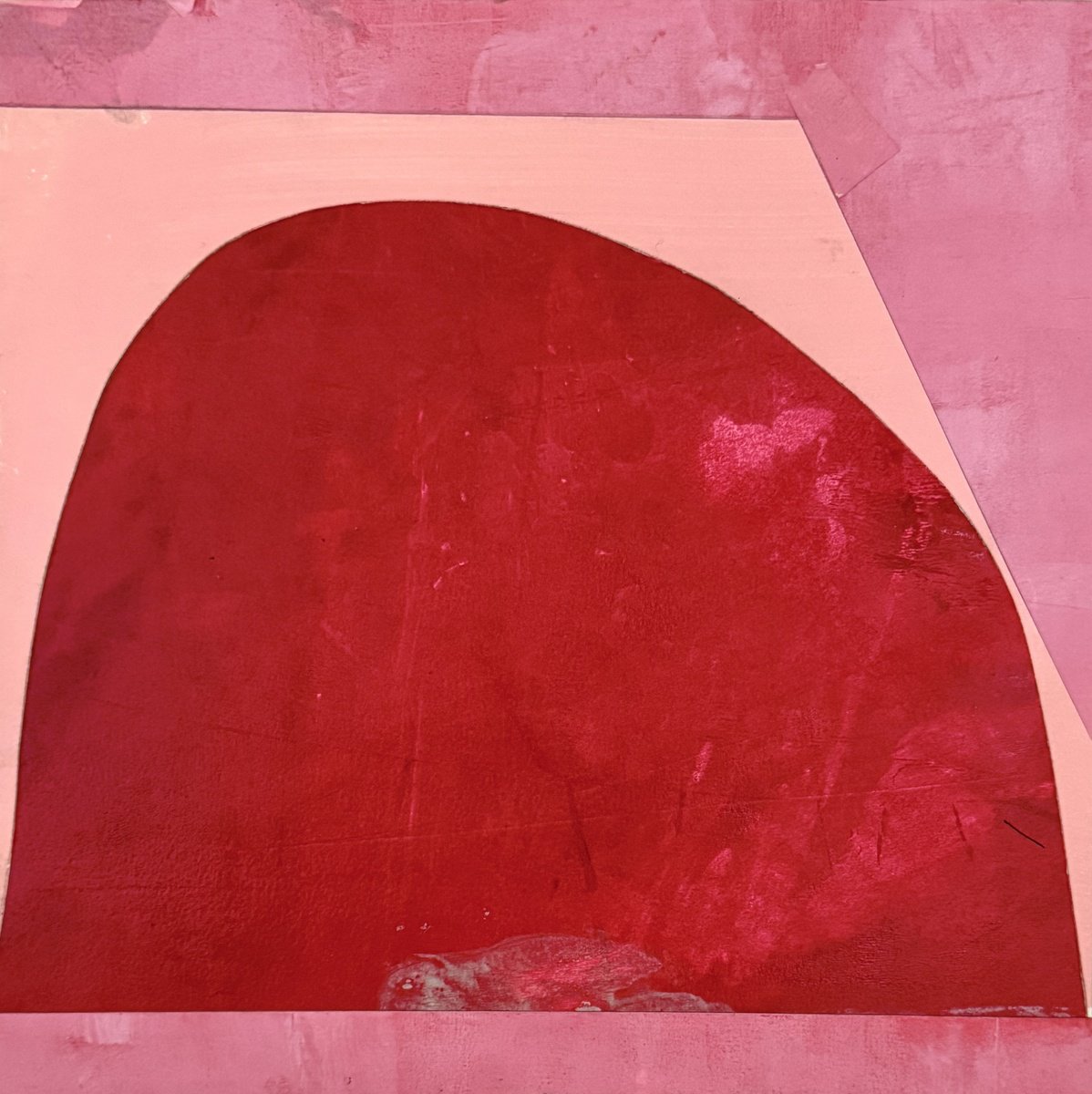 Geometric Abstract Painting By Domenica Brockman, 12 X 12, Pomegranate Nectar, Original Artwork