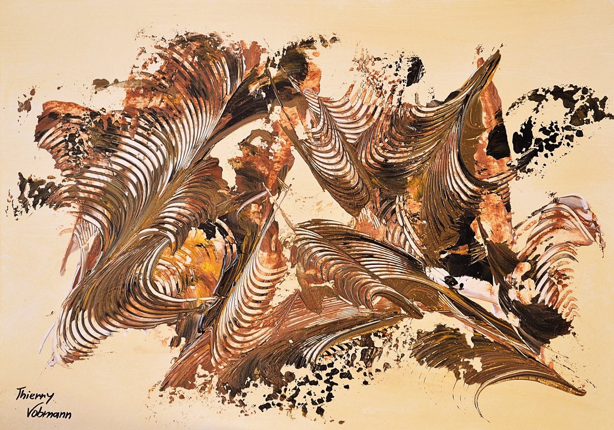 Abstract Acrylic Painting By Thierry Vobmann. Abstract ., 17 X 12", Ideal Gift 129, Original Artwork