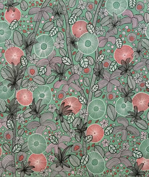 Pink, White and Green Blooms - CZ20015 by Carol Zsolt