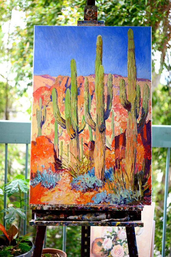 Saguaro Cactuses in the Desert