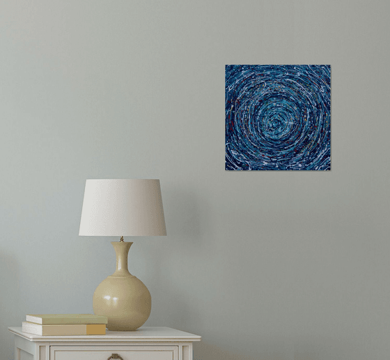 Abstract Star Trails Pollock Inspired Painting on Canvas - 12 "X 12" X 0.5"