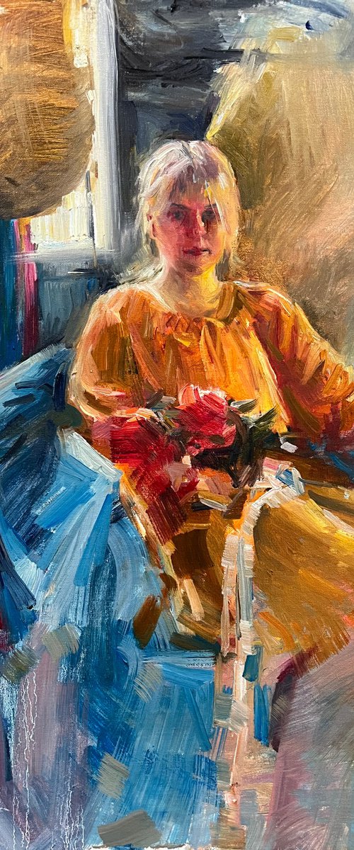 Girl with a bouquet by Olga Bolgar