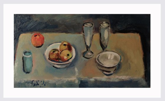 Still LIfe with Blue Glasses and Fruit