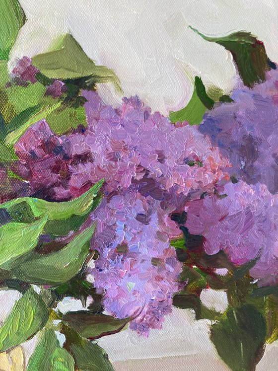 Oil Painting Still life with Lilac