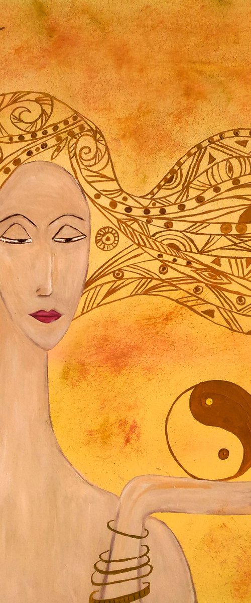 abstract female portrait with ornament woman graphic portrait "Endless times" by Halyna Kirichenko