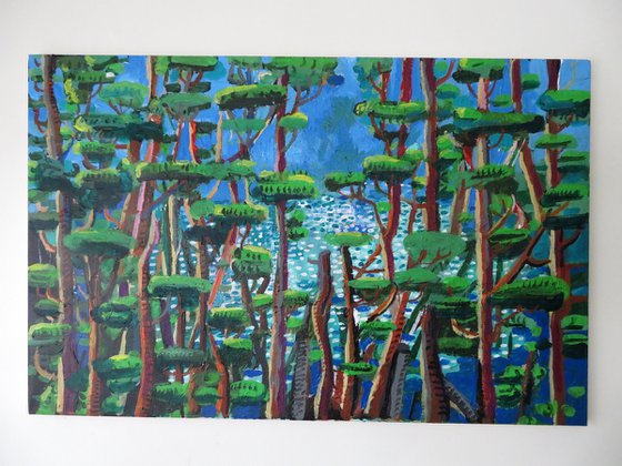 lake through the trees