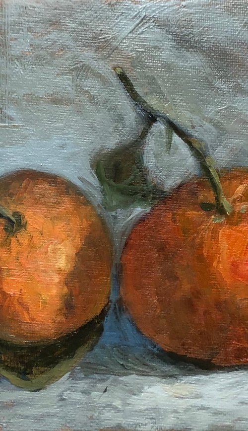 Two Mandarines Still Life Oil Painting by Caridad I. Barragan