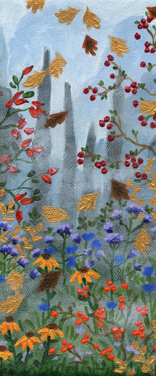 Autumn Garden with Rosehips by Lisa Mann