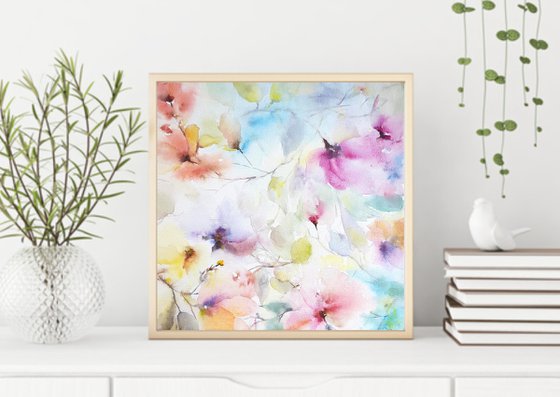 Small floral painting on canvas Let yourself dream!..