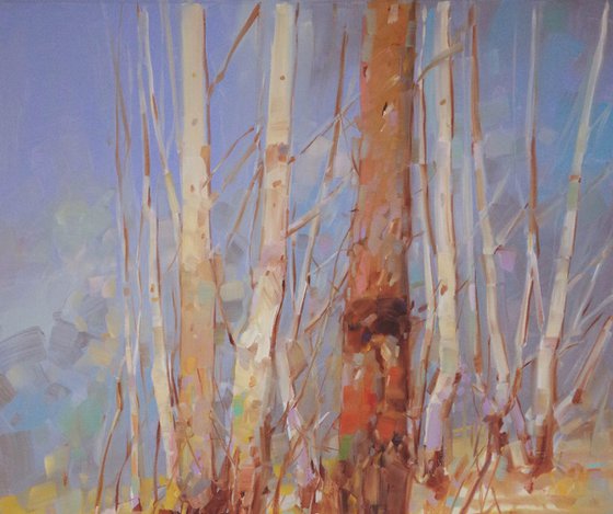 Landscape Birches Original oil painting One of a kind Signed with Certificate of Authenticity