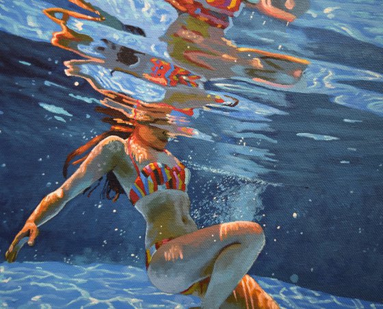 Underneath XXXIII - Miniature swimming painting