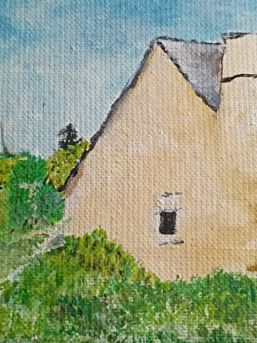 Impressionistic Landscape Oil Painting By Isabelle Lucas, 20 X 15, Little House And A River, Original Artwork