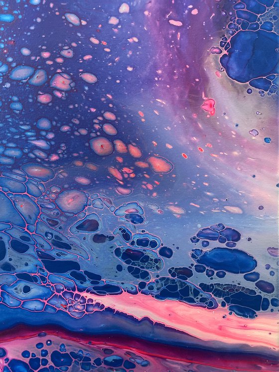 "Air Bubbles" - Original Abstract PMS Fluid Acrylic Painting - 16 x 20 inches