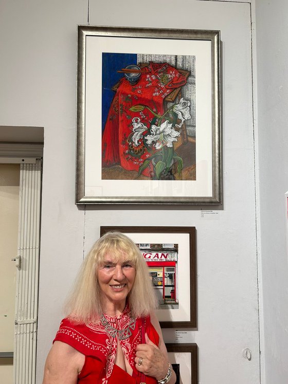 WHITE LILIES AND RED KIMONO