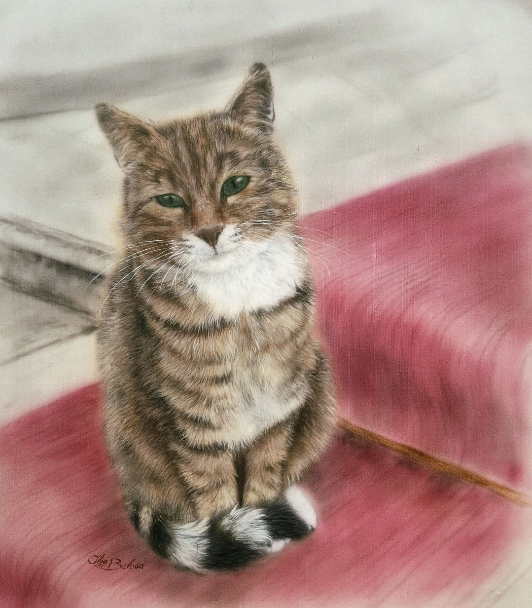 Photorealistic Animal Acrylic Painting By Olga Belova, 15 X 17", Red Carpet, Original Artwork
