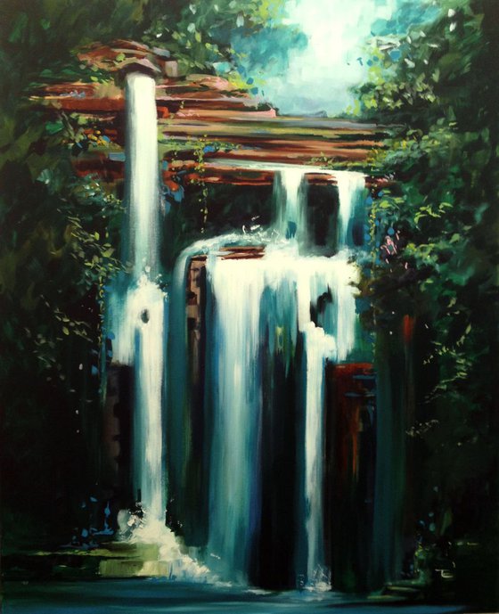 Water-fall in many way- original painting - 100 x 81 cm ( 39' x 32')