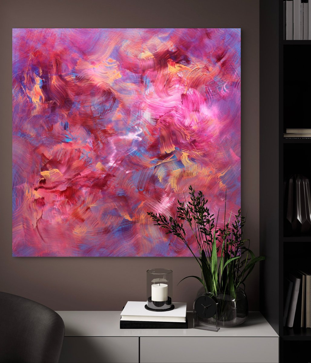 Abstract Acrylic Painting By Paresh Nrshinga Frsa, 40 X 40", Rose Light I, Original Artwork