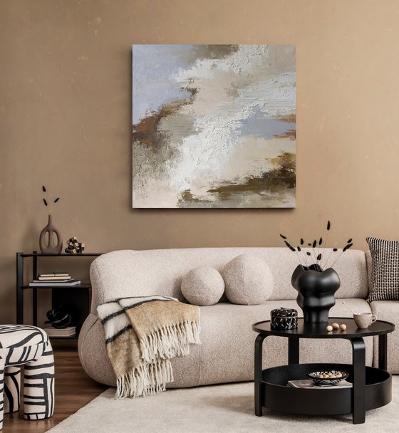 "Vella" Abstract blue gray textured art