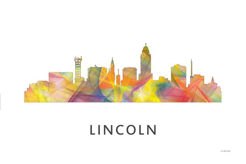 Lincoln Nebraska Skyline WB1 by Marlene Watson