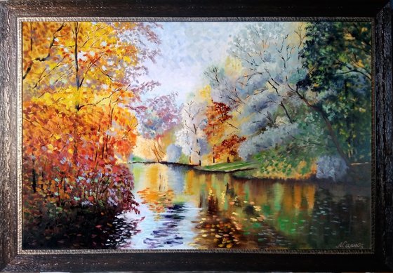 Park and pond in early autumn