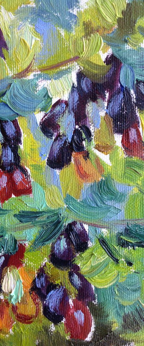 Blackberry grows. Blackcurrant   Original oil painting modern mini by Nataliia Nosyk