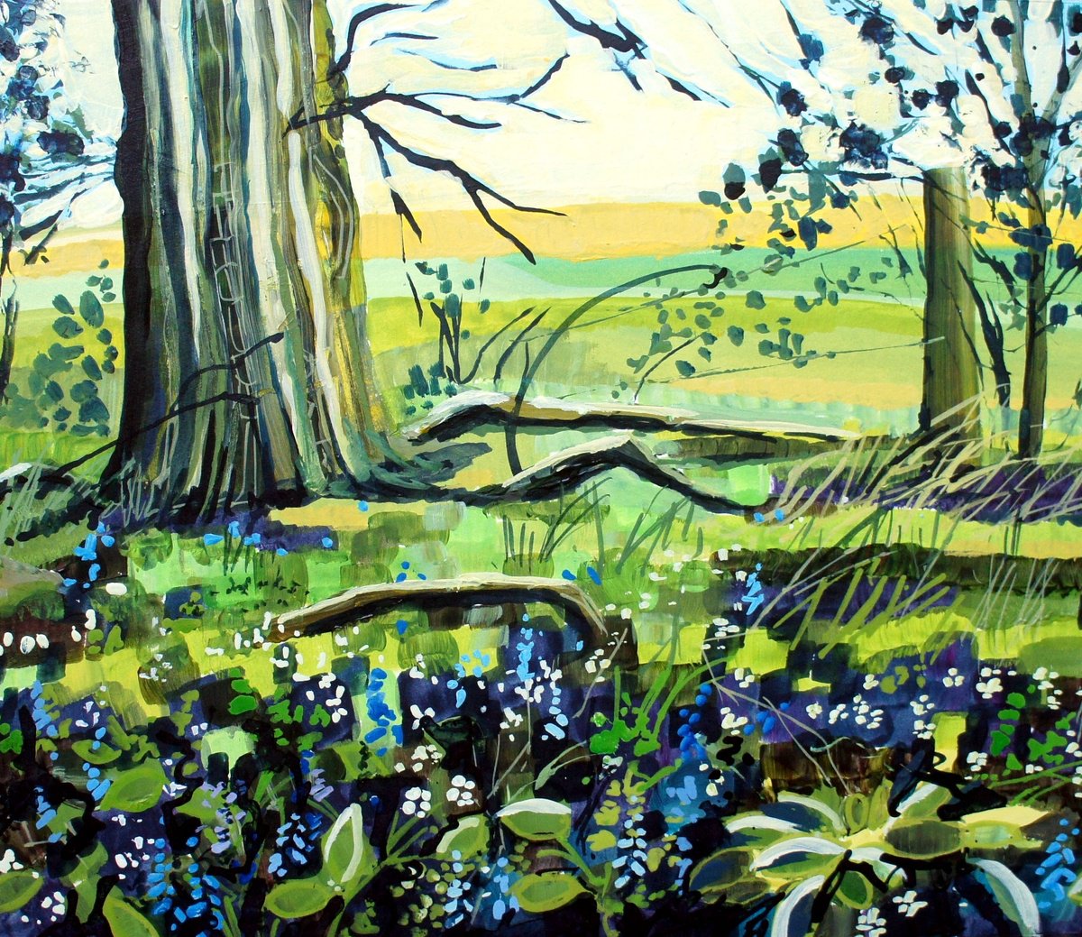 Impressionistic Landscape Acrylic Painting By Julia Rigby, 11 X 9", Off The Beaten Track, Original Artwork