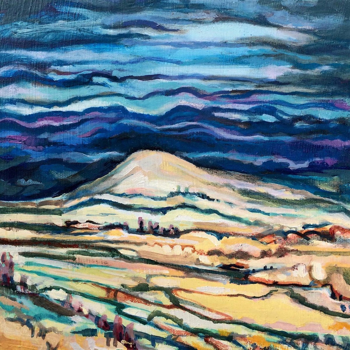 Impressionistic Landscape Oil Painting By Guy Pickford, 12 X 12, From On High, Original Artwork