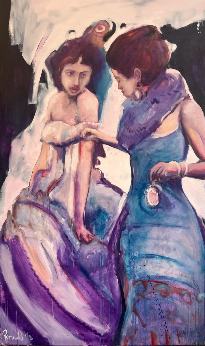 Expressive Oil Painting , Flamenco Women By Romuald Mulk Musiolik, 30 X 51, Artwork For Sale On Artfinder