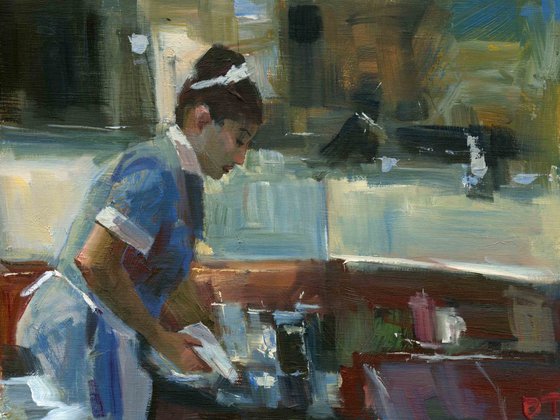 Waitress Clearing Tables
