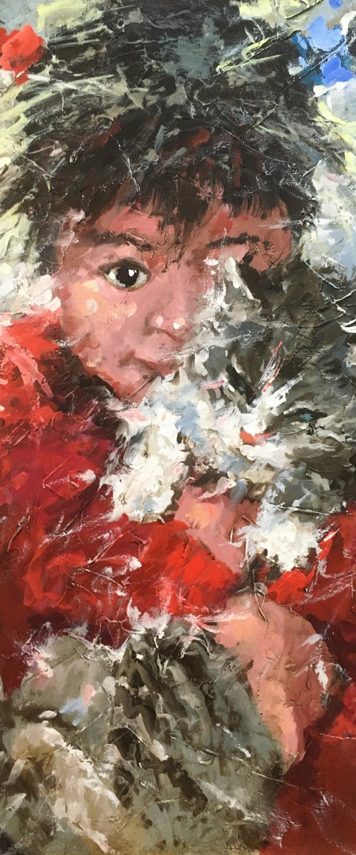 girl with a kitten by CM