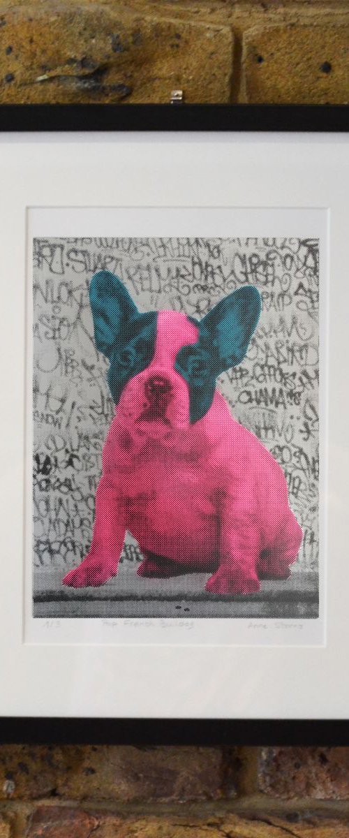 Waiting for the bus - Blue and Pink - Framed by Anne Storno