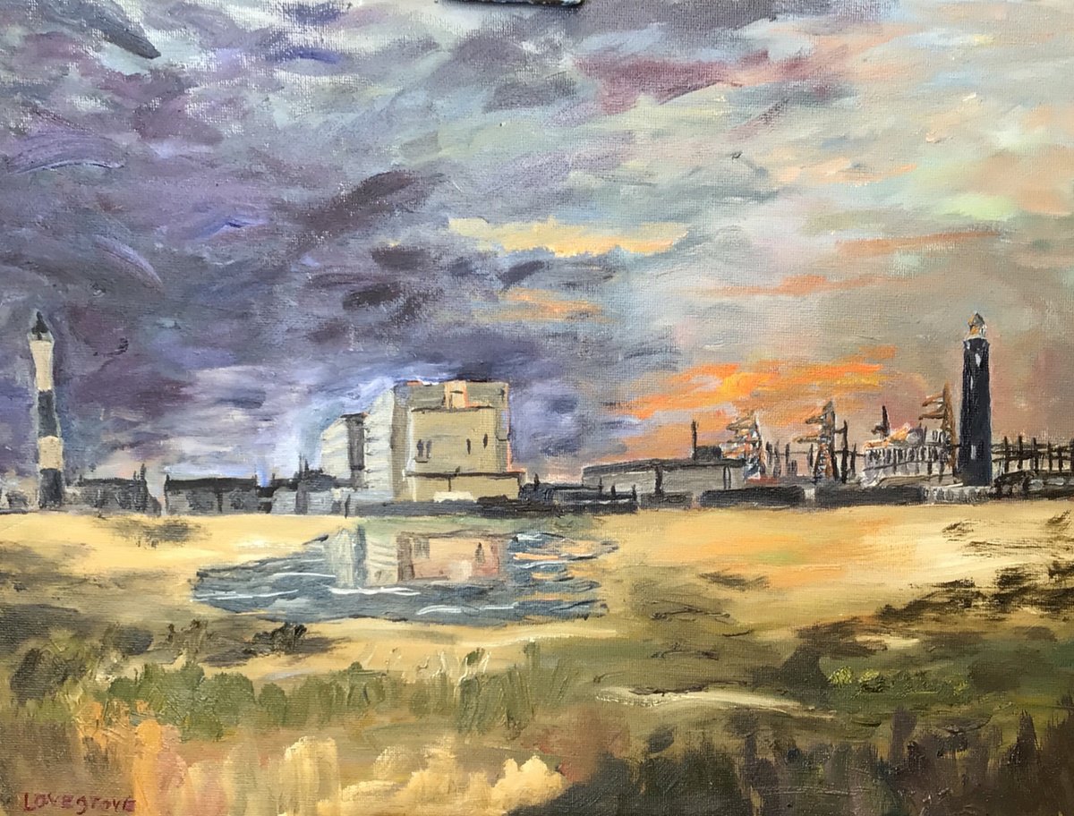 Dungeness Kent, an original oil painting by Julian Lovegrove Art