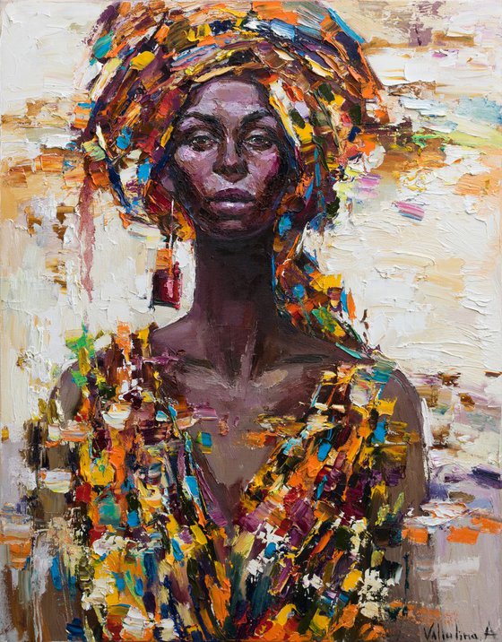 African Queen portrait painting #4 - Original oil painting