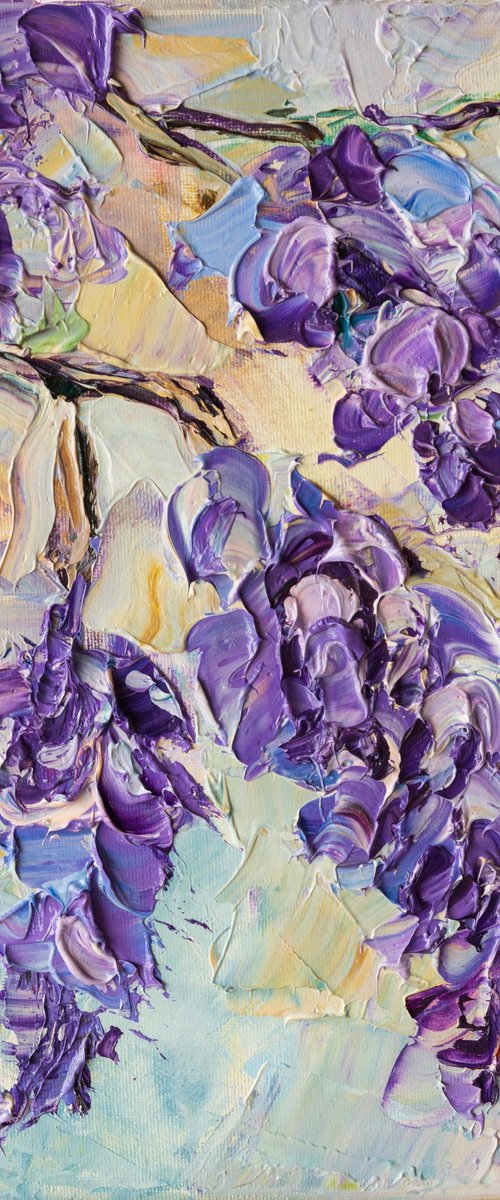 Wisteria Floral Oil Painting by Mily Art