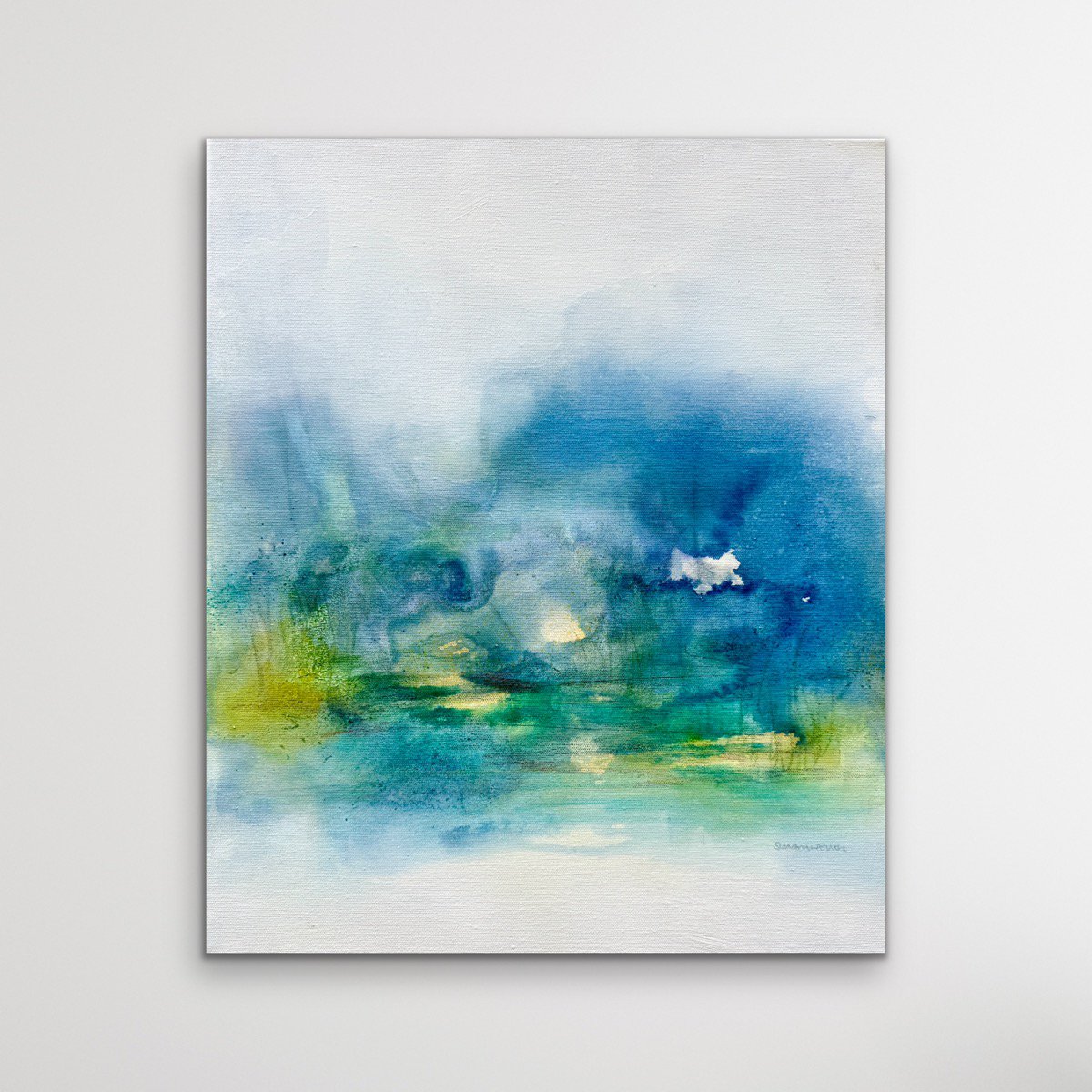 Abstract Acrylic Painting By Kirsten Schankweiler, 20 X 24", Deep Blue Serenity I, Original Artwork