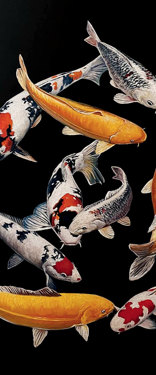 9 nine Koi Fish by Elena Adele Dmitrenko