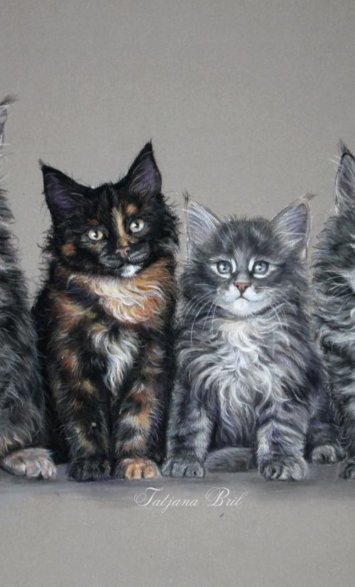 Kitten family by Tatjana Bril