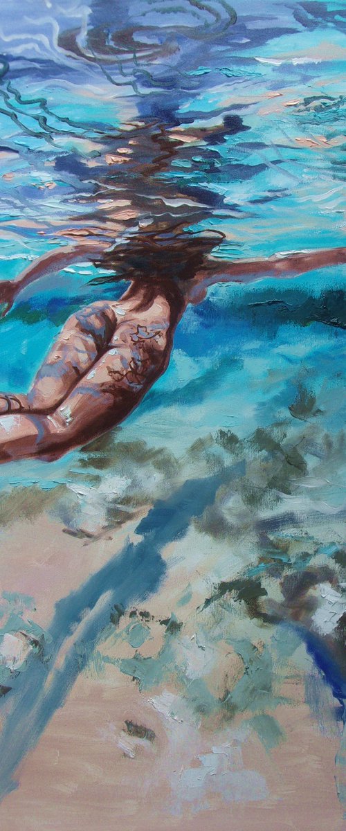 " UNDERWATER GIRL SWIMMING  " by Monika Luniak