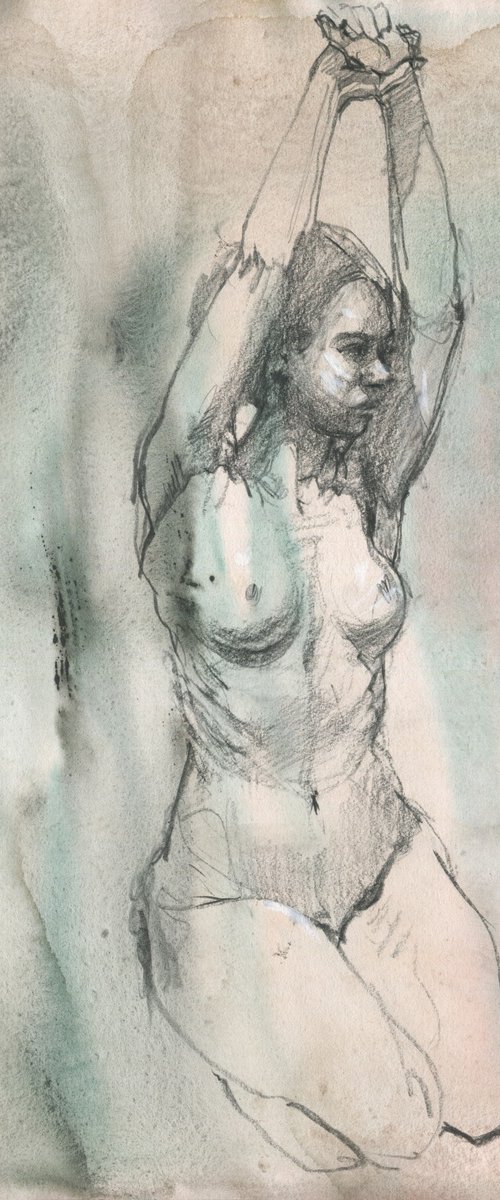 Raised Arms Nude Sketch by Samira Yanushkova