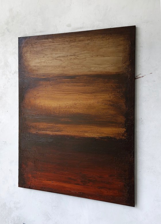 "Rust 2" Black brown minimalist abstract art
