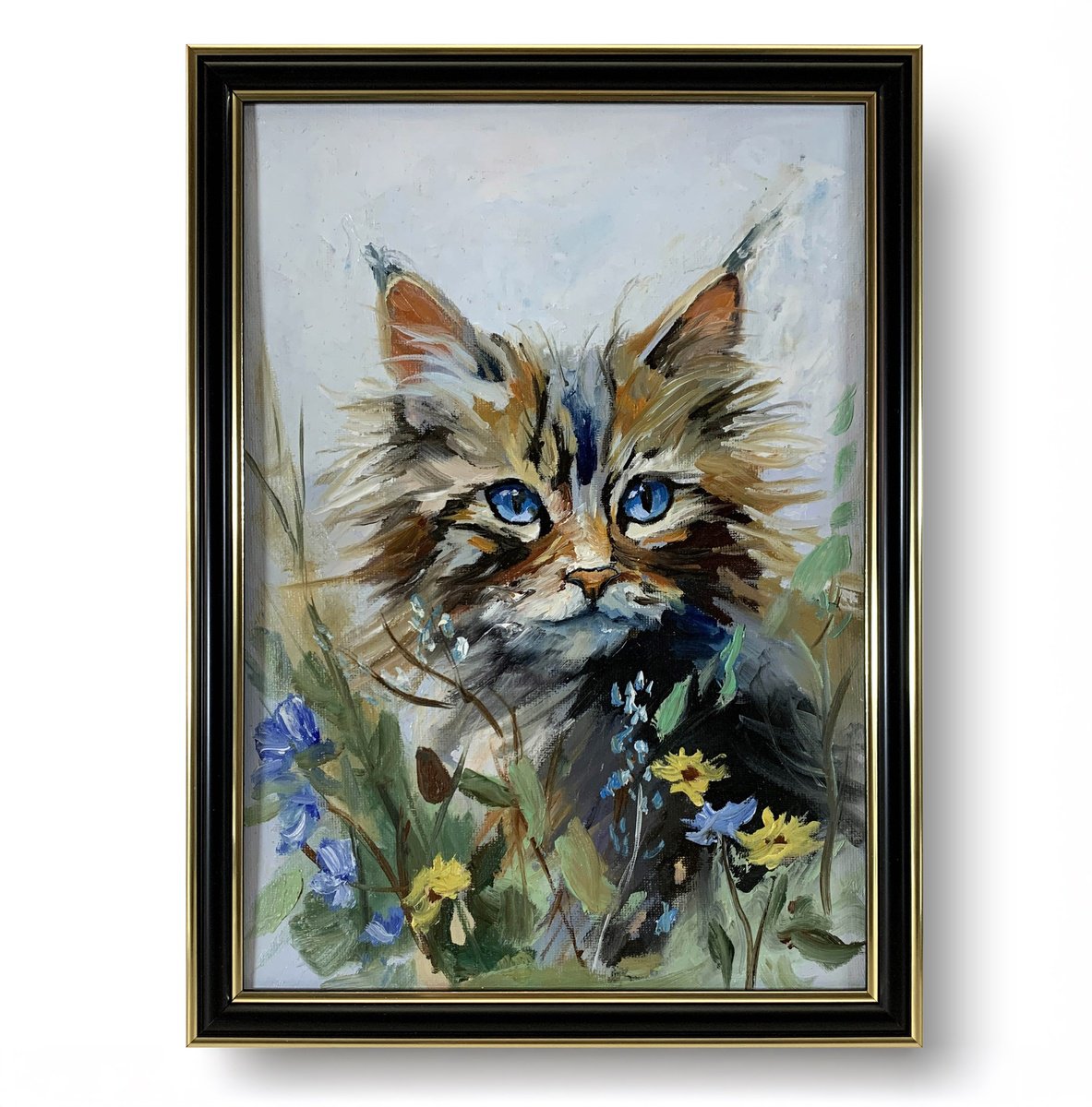 Impressionistic Animal Oil Painting By Vita Schagen, 9 X 13", Maine Coon. Cat., Original Artwork