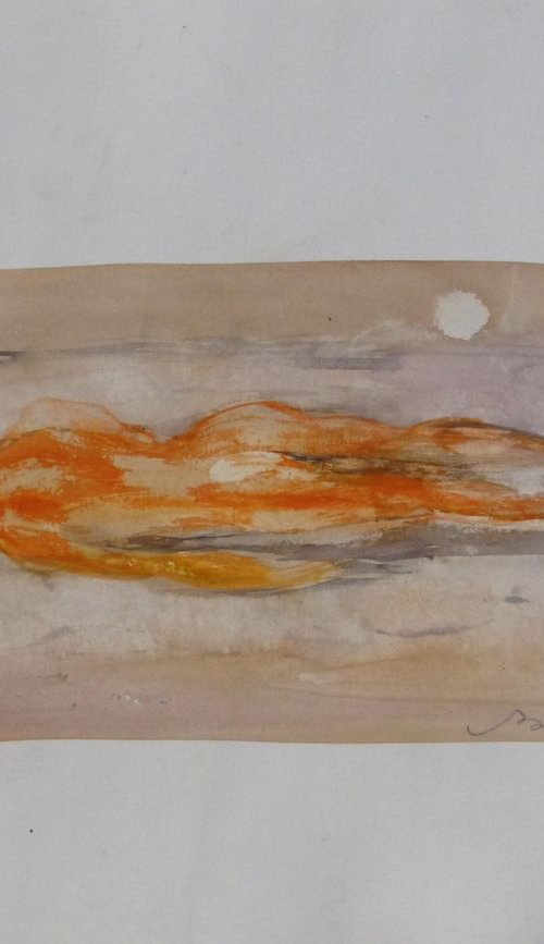 Nude lying on the Bed 5, 29x41 cm by Frederic Belaubre