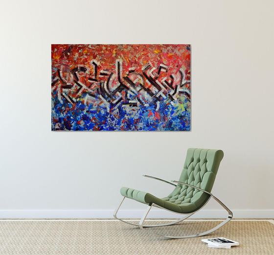 Abstract Street Art - Abstract Home Decor Art  On The Extra Large Deep Edge Canvas Ready To Hang Perfect for Modern Office Hotel Living Room Decoration