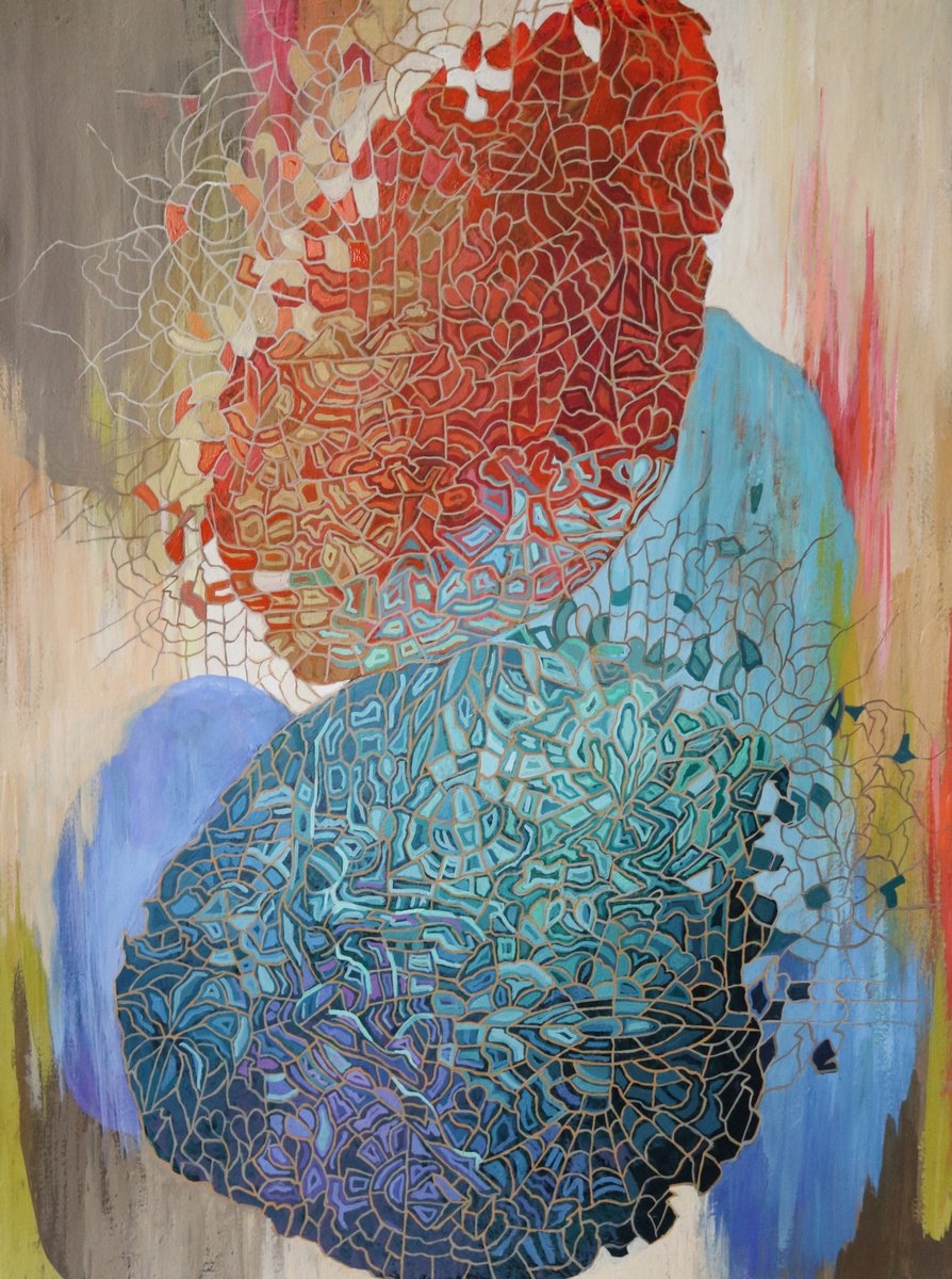 Abstract Acrylic Painting By Peggy Lee, 15 X 20", The Prayer Ii, Original Artwork