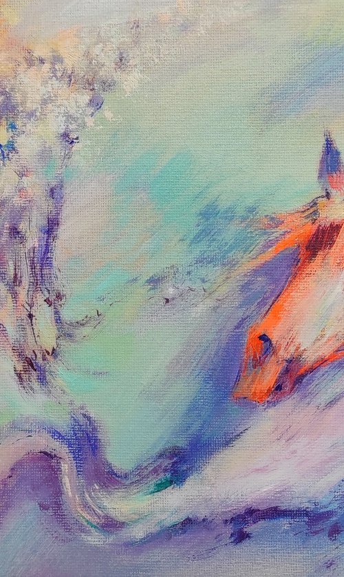 A HORSE IN SPRING FLOWERS by Tetiana Borys