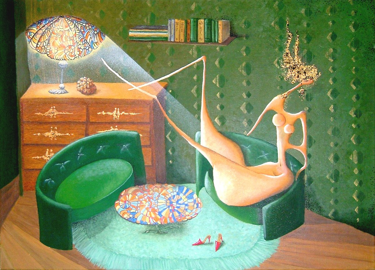 Lady in a green parlor by Olga Radionova