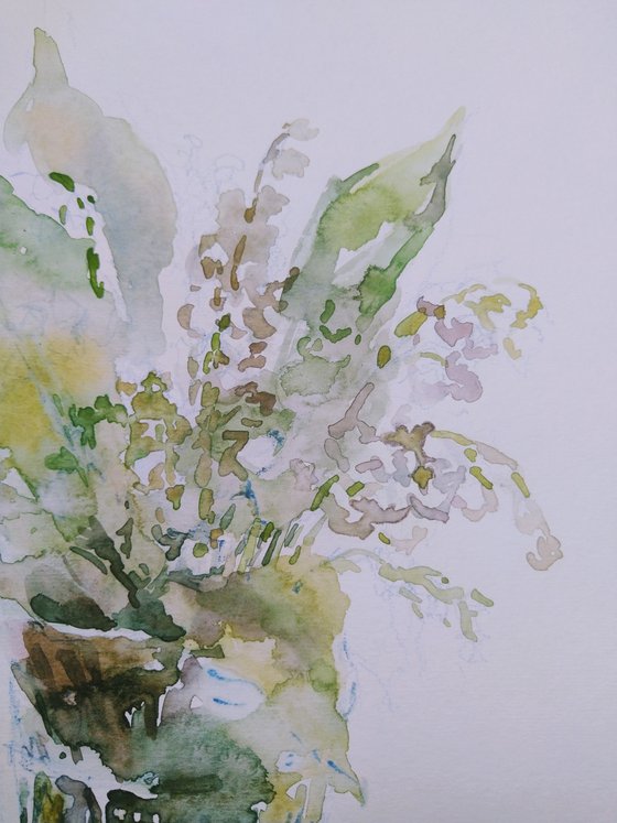 Lilies of the Valley #1. Original watercolour painting.