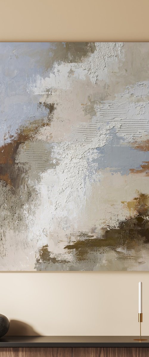 "Fjord" Abstract brown blue textured art by Marine